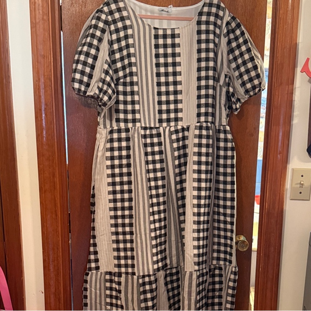 Polagram Black and White Gingham Dress
